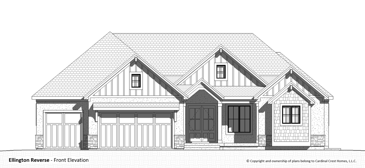 Rendering of the front elevation of a custom house.