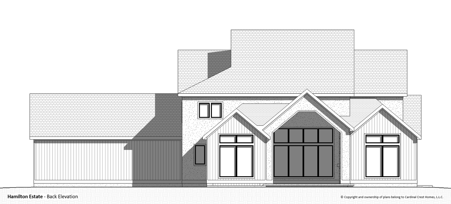 Rendering of the back elevation of a custom house.