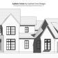 Drawing of the front of a European style of architecture custom home.