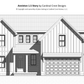 Drawing in a floor plan of the front of a Craftsman style house.