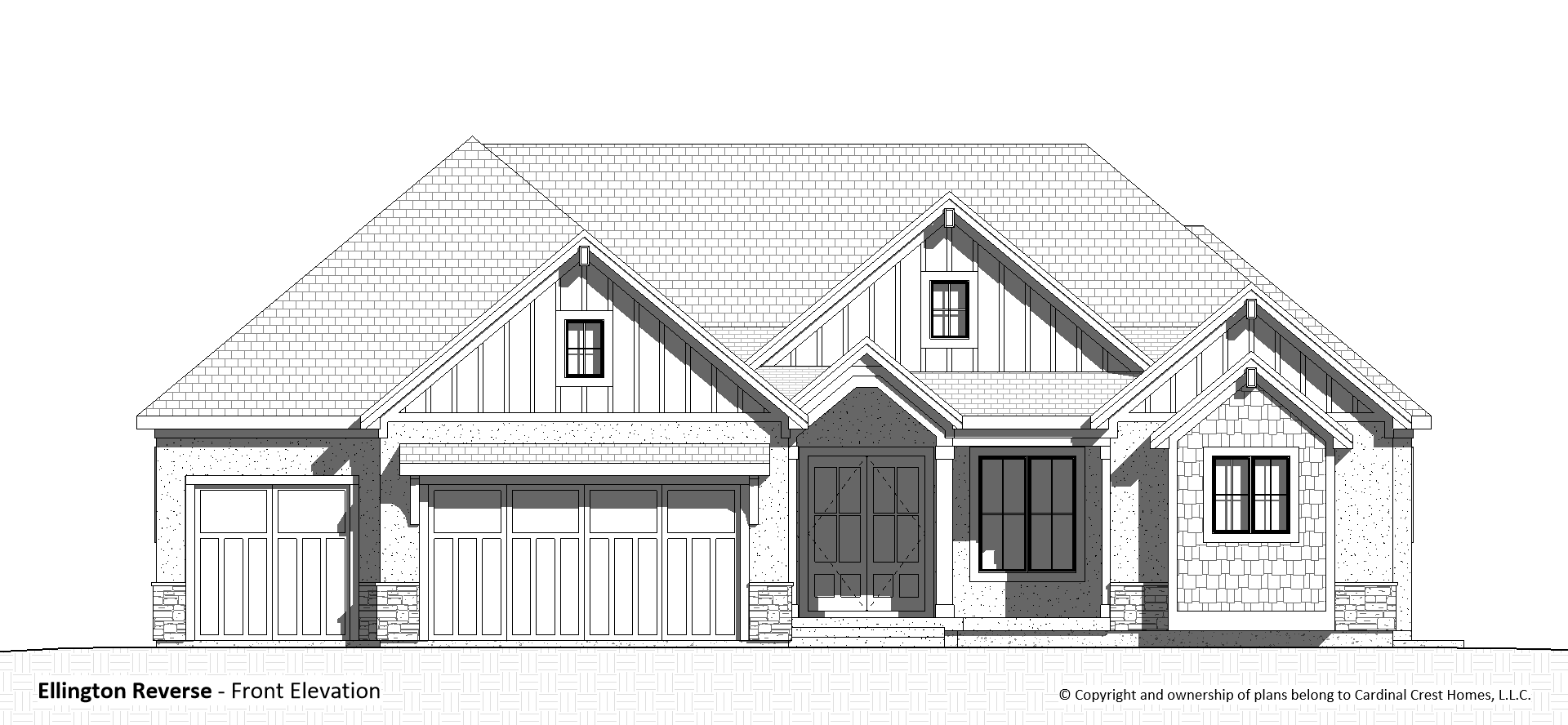 Rendering of the front elevation of a custom house.