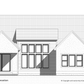 A black and white rendering of the back elevation of a home.