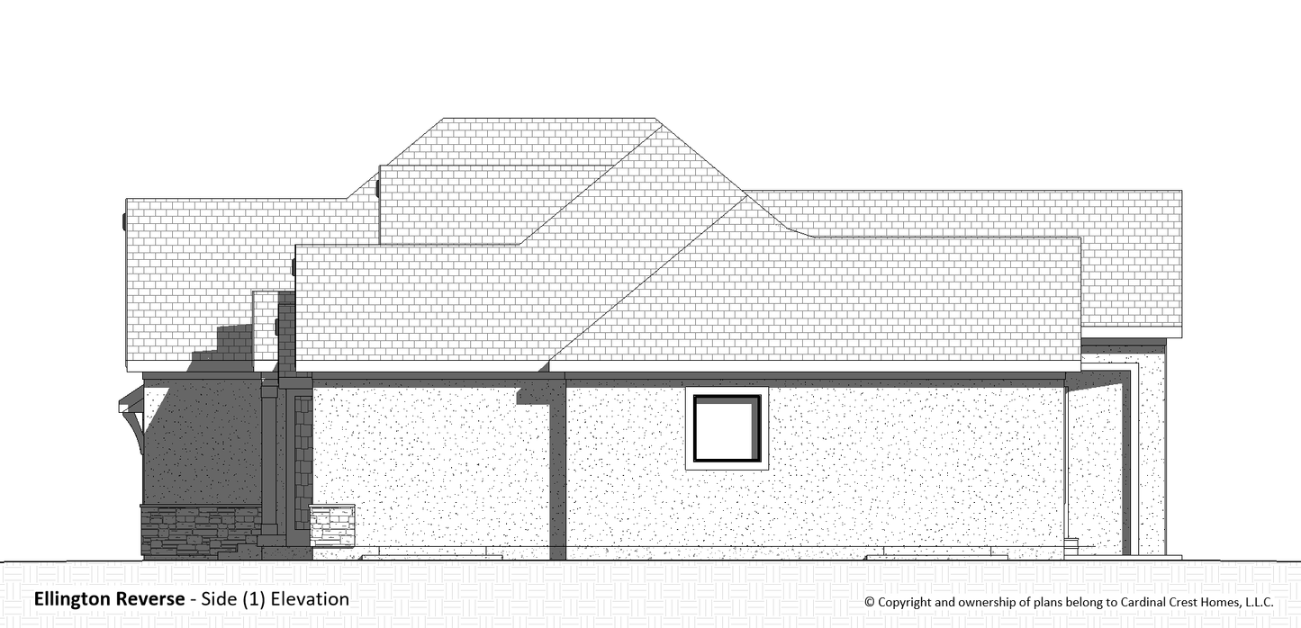 Rendering of the side elevation of a home.