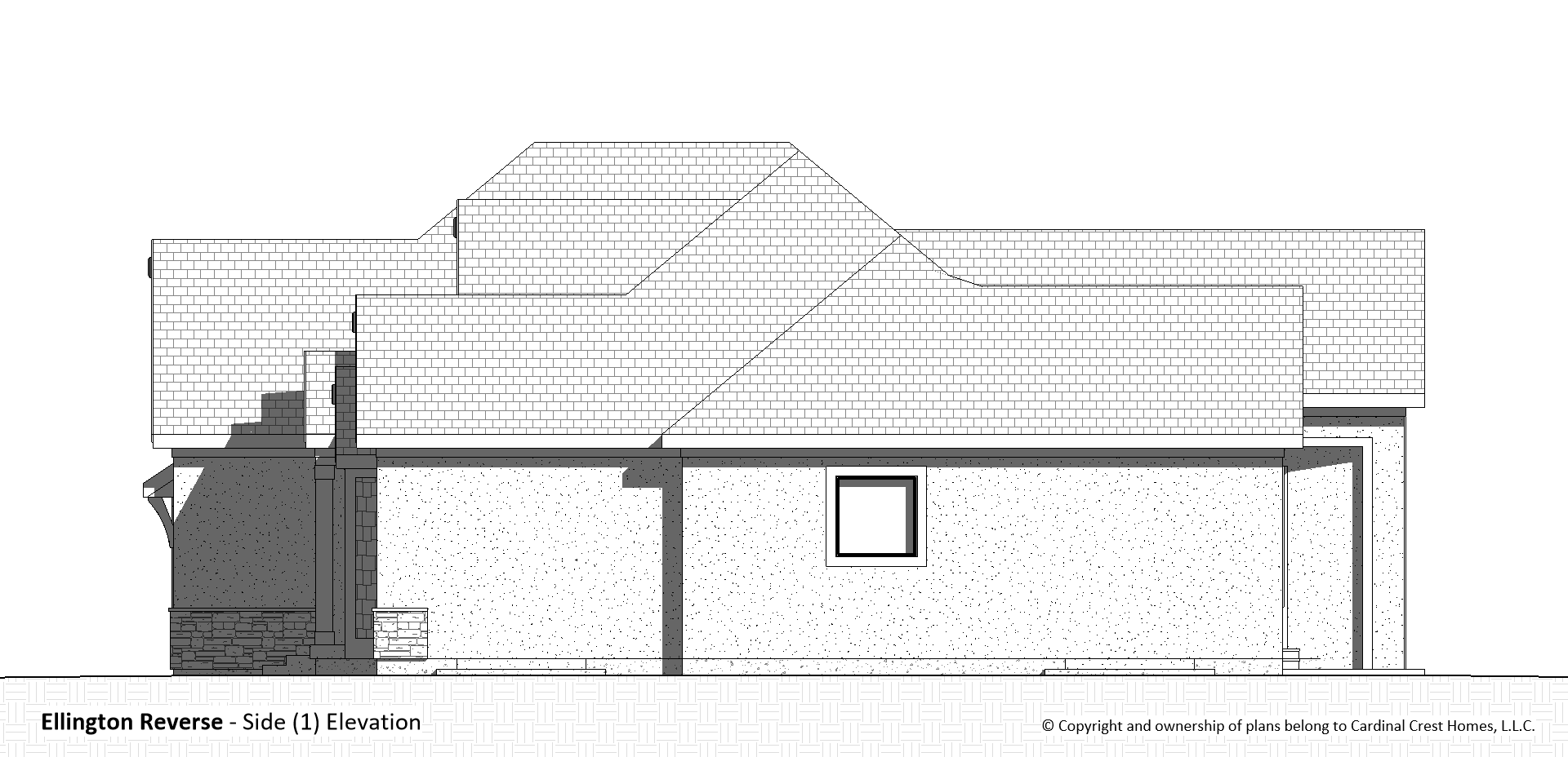Rendering of the side elevation of a home.
