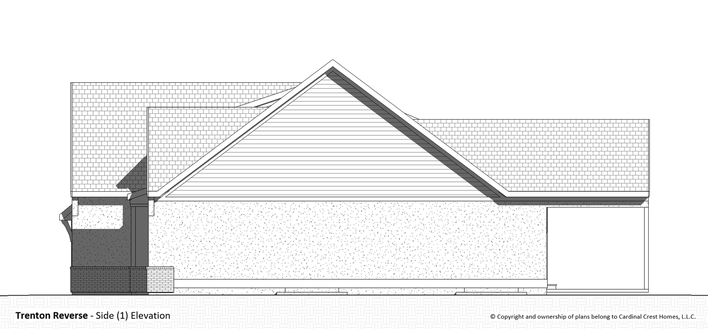A blueprint of the side elevation of a home.