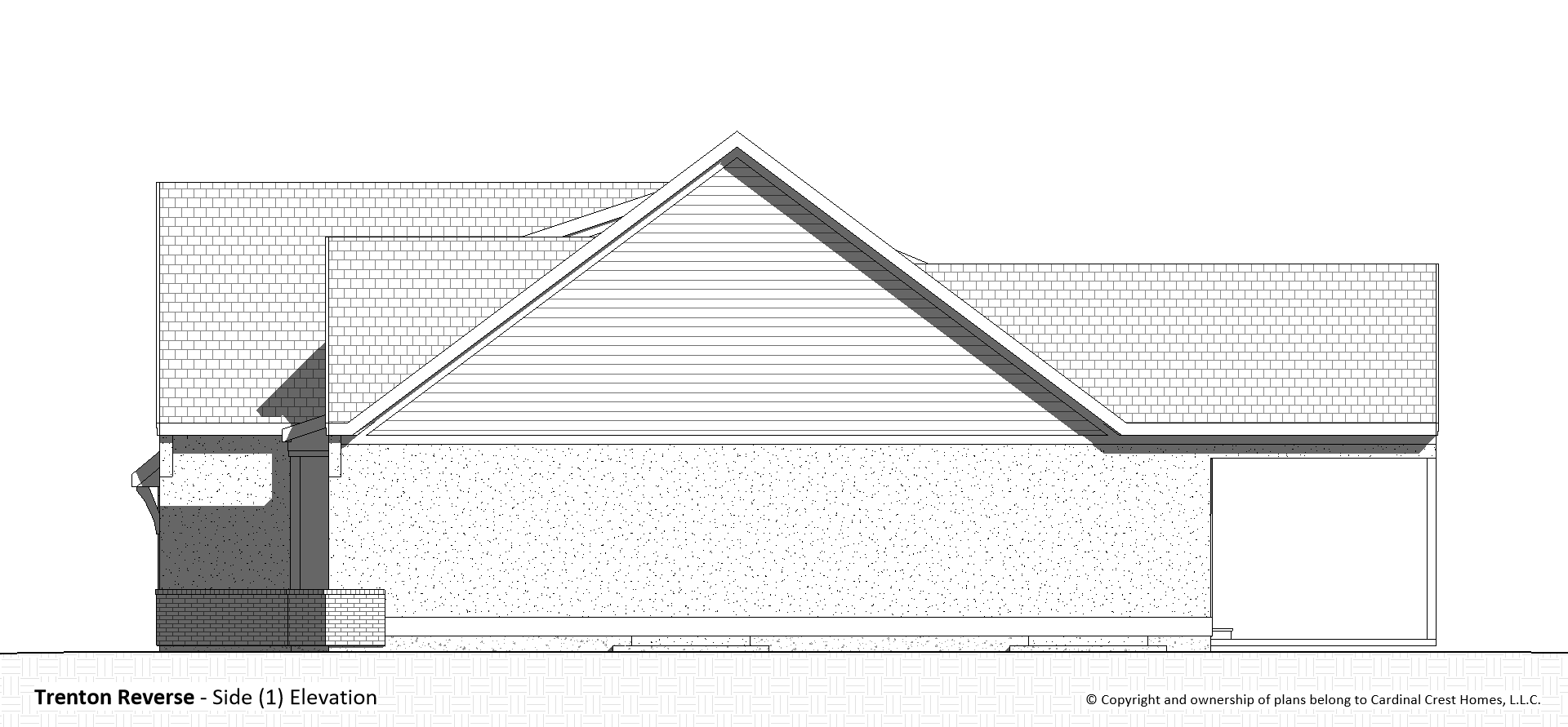 A blueprint of the side elevation of a home.