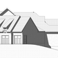 Side elevation of a custom home floor plan with garage.