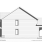 A drawing of a side elevation of a home in a blueprint.