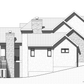 Drawing of the side elevation of a custom house in a floor plan.
