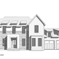 3D view of the front of a custom home floor plan.